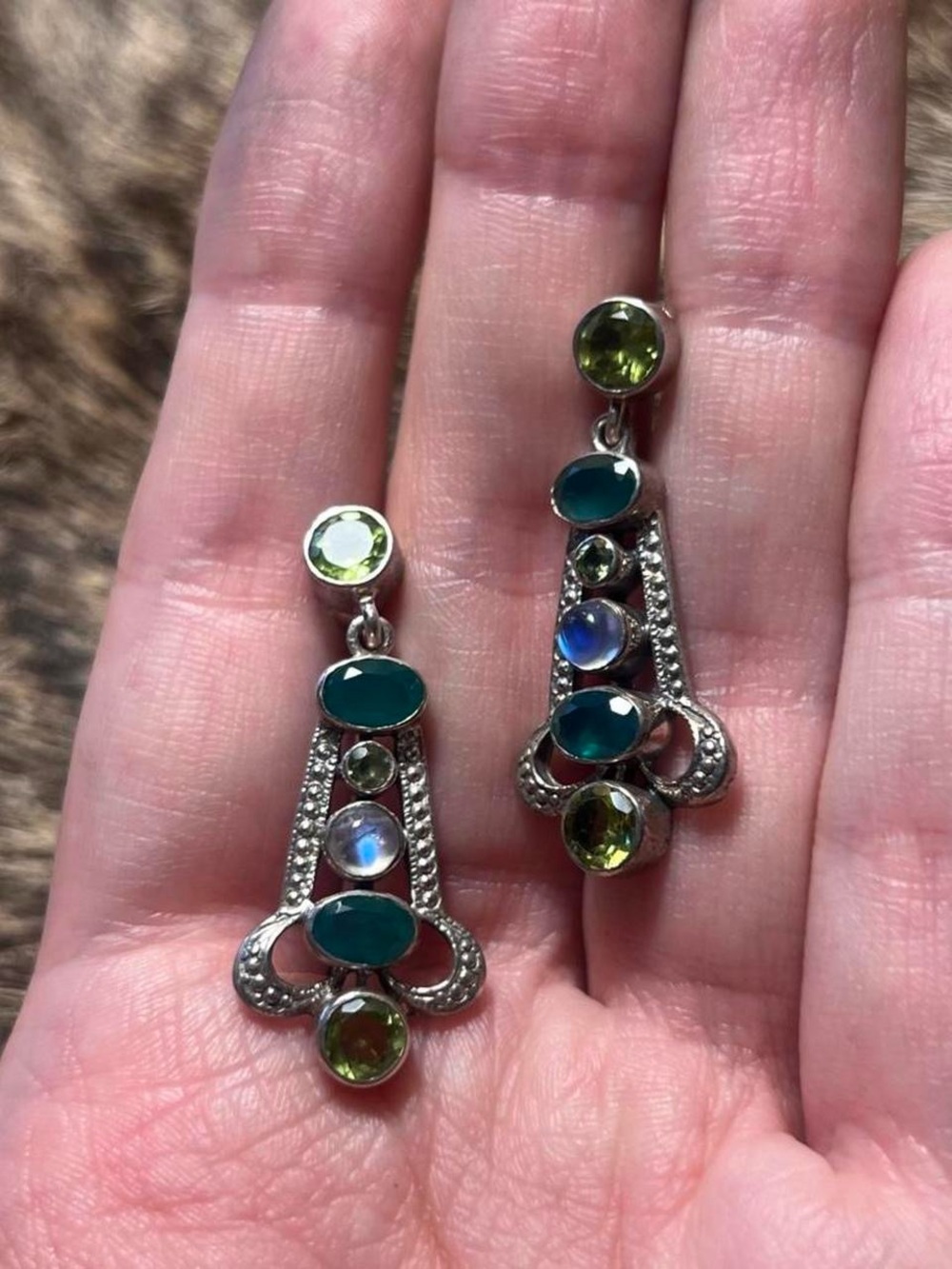 Nicky Butler sterling silver gemstone drop earrings